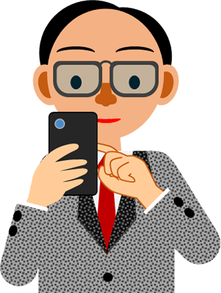 スマホを操作する男性のイラスト画像