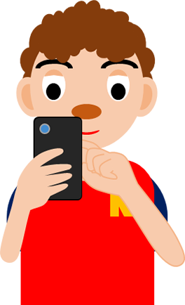 スマホを操作する男性のイラスト画像