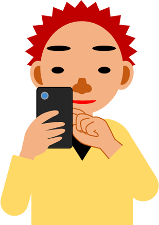 スマホを操作する男性のイラスト画像