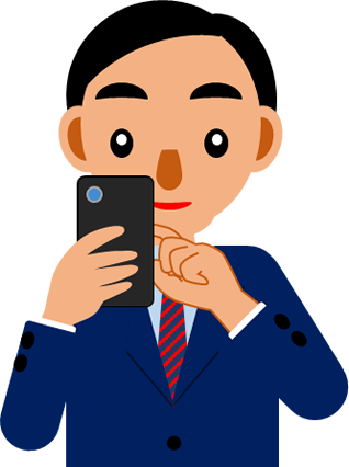 スマホを操作する男性のイラスト画像