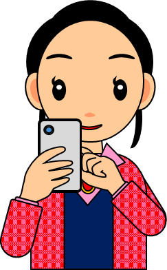 スマホを操作する女性のイラスト画像