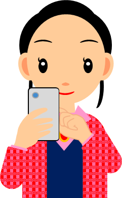 スマホを操作する女性のイラスト画像