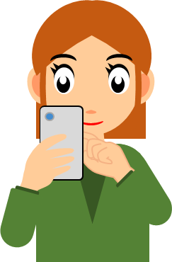 スマホを操作する女性のイラスト画像