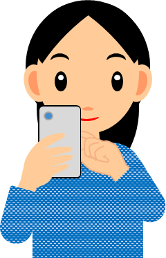 スマホを操作する女性のイラスト画像