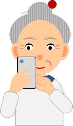 スマホを操作する女性のイラスト画像