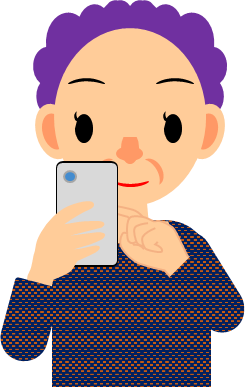 スマホを操作する女性のイラスト画像