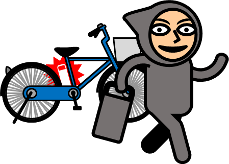 自転車バッテリー盗難のイラスト画像