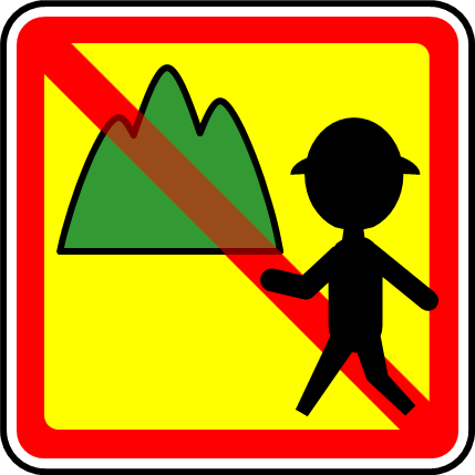 山への立ち入り禁止マーク画像