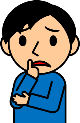 顎に指を当てて考える男性のイラスト画像