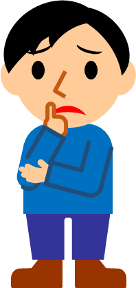 顎に指を当てて考える男性のイラスト画像