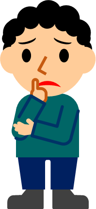 顎に指を当てて考える男性のイラスト画像