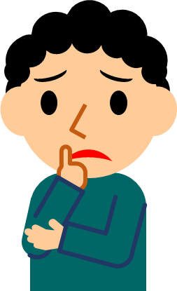 顎に指を当てて考える男性のイラスト画像