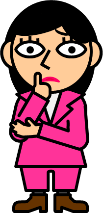 顎に指を当てて考える女性のイラスト画像