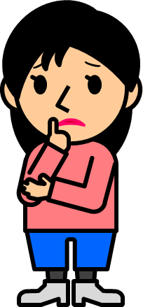 顎に指を当てて考える女性のイラスト画像