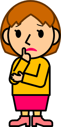 顎に指を当てて考える女性のイラスト画像