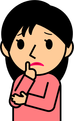 顎に指を当てて考える女性のイラスト画像