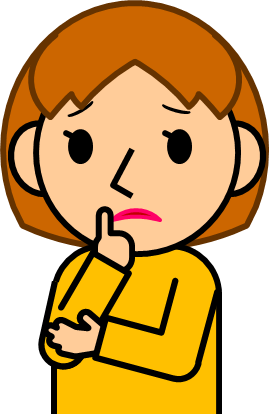 顎に指を当てて考える女性のイラスト画像