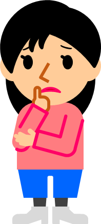 顎に指を当てて考える女性のイラスト画像