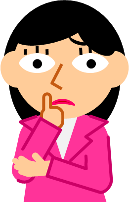 顎に指を当てて考える女性のイラスト画像