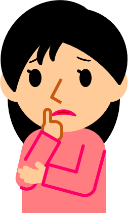 顎に指を当てて考える女性のイラスト画像