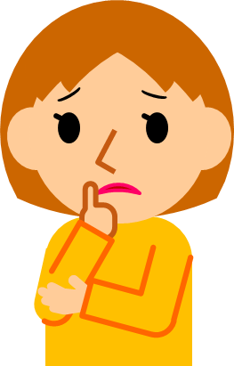 顎に指を当てて考える女性のイラスト画像