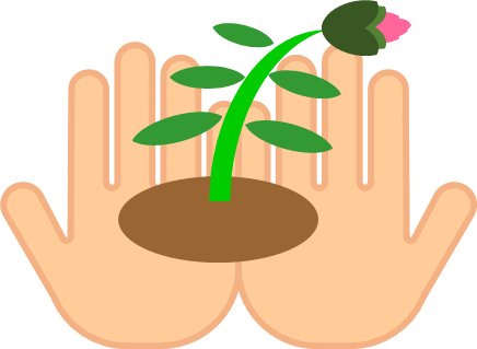 手のひらにつぼみのイラスト画像
