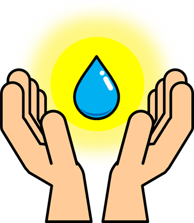 手のひらに水滴にのイラスト画像