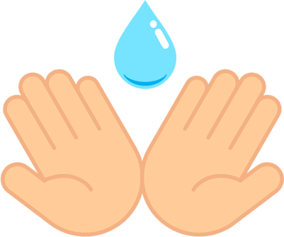 手のひらに水滴にのイラスト画像
