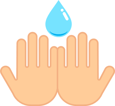 手のひらに水滴にのイラスト画像