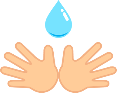 手のひらに水滴にのイラスト画像