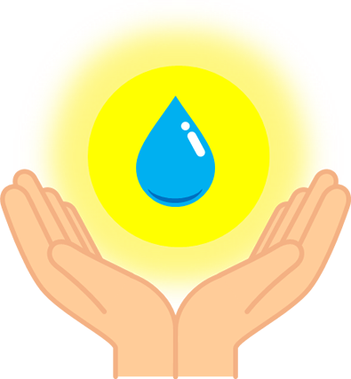 手のひらに水滴にのイラスト画像