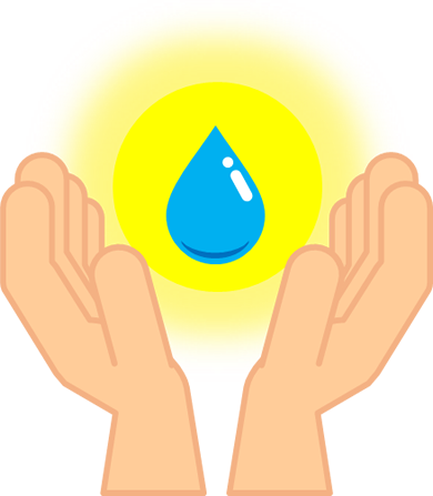 手のひらに水滴にのイラスト画像