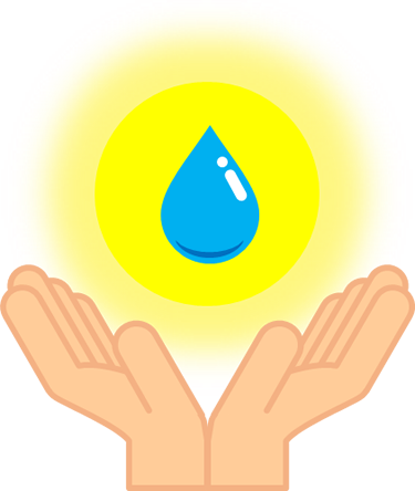 手のひらに水滴にのイラスト画像