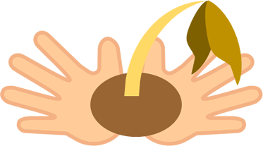 手のひらに枯れた苗のイラスト画像