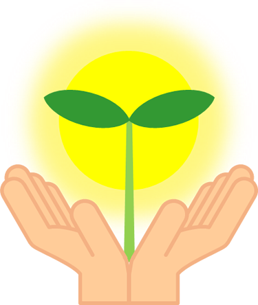 手のひらに新芽のイラスト画像
