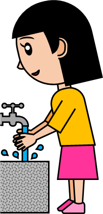 手洗いする女の子イラスト画像